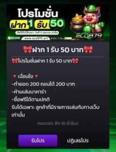 โปรฝาก 1 รับ 50 เงื่อนไข